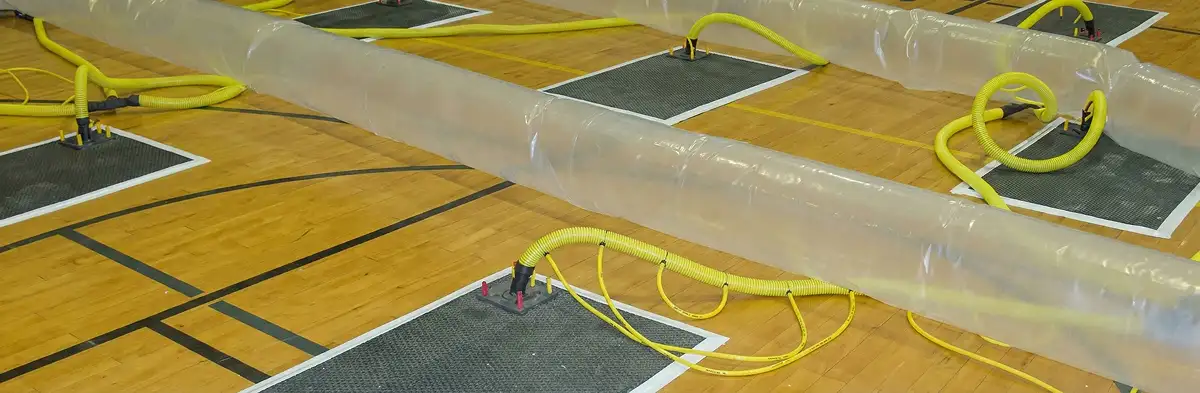 water clean up drying system set up to remove moisture and prevent further damage in Bellevue, WA