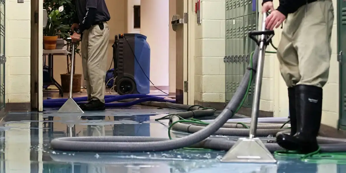 water damage restoration technicians performing professional water extraction inside a property in Bellevue, WA